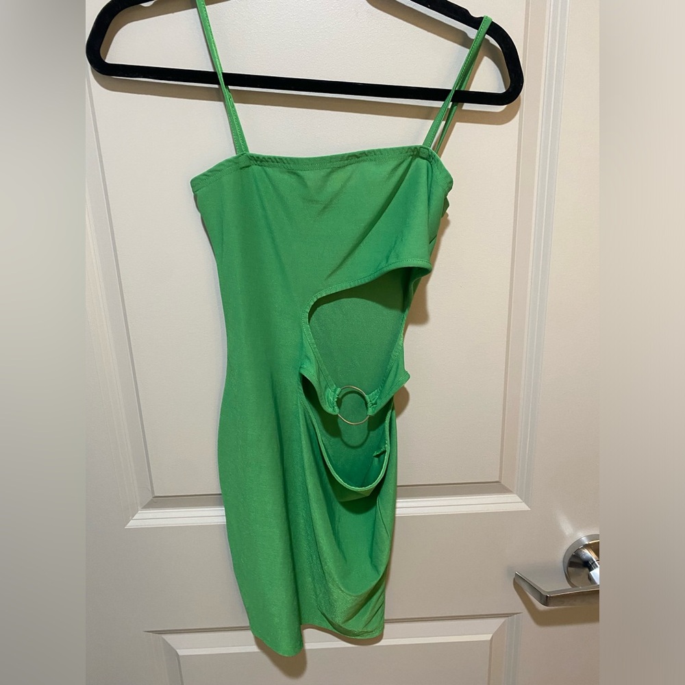 PrettyLittleThing Green Mini Dress with Ring Cutout